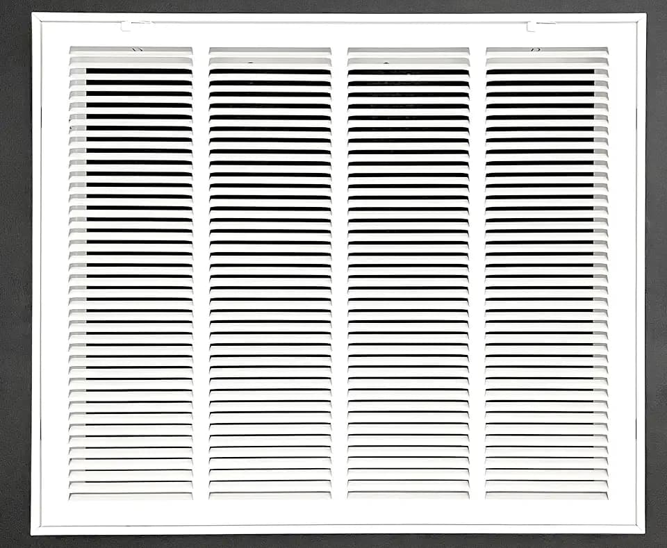 24" W x20 H Stamped face Steel Filter Return Grille White Powder Coating with Frame Overall Outside Dimension 26.6"x22.6" (Fits 24" x 20" Duct Opening)