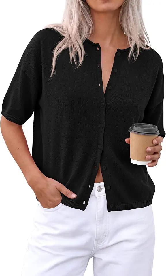 PRETTYGARDEN Women's Short Sleeve Cardigan Sweaters