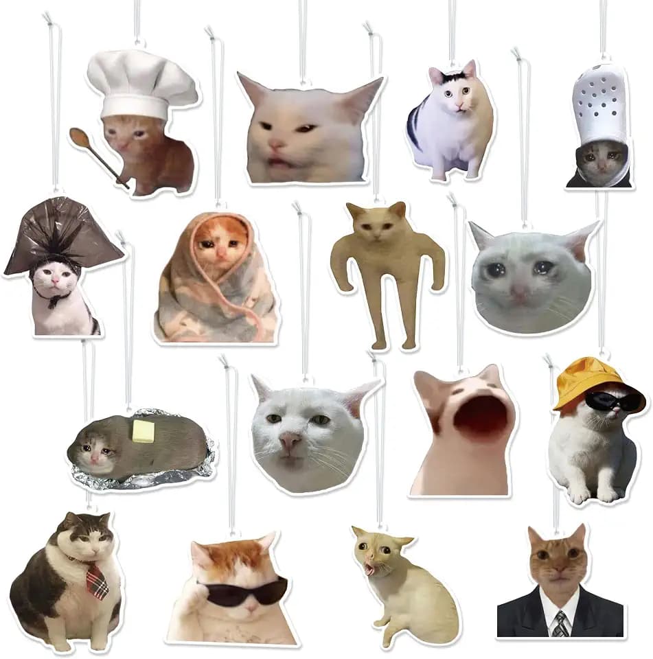 Funny Cat Print Car Accessories - 16 Meme Hanging Air Fresheners