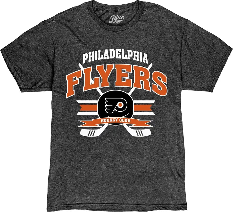 Blue 84 NHL Unisex-Adult NHL Officially Licensed T-Shirt Heathered Hockey Puck