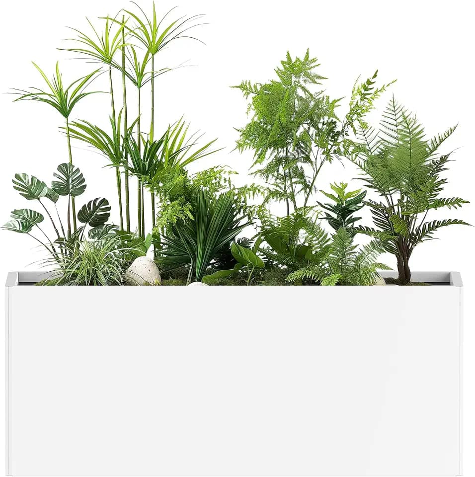Metal Planter Box with 6 Drainage Hole 36x15x15 Inch, White