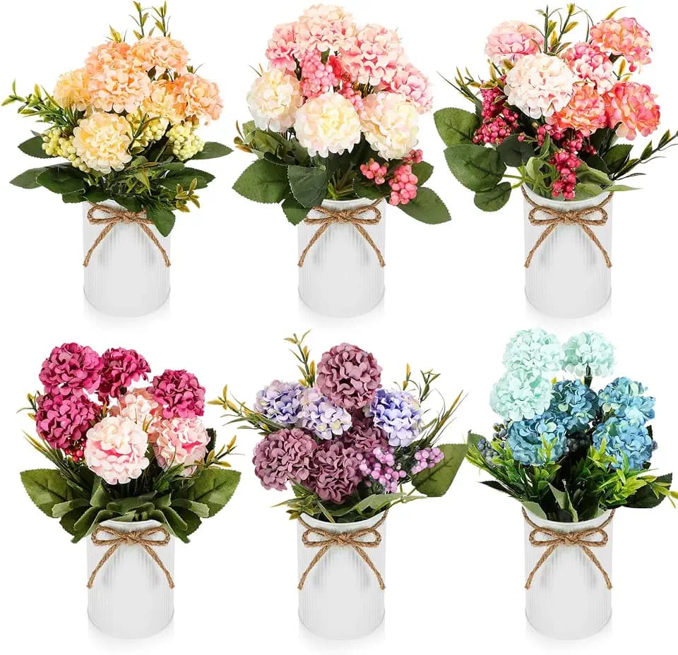 Wavwavw 6 Sets Flower Centerpieces for Tables Decor Artificial Hydrangeas