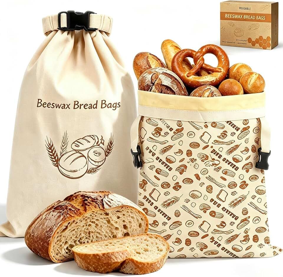 Bienenwachs Brotbeutel 2 Stück, Bienenwachsbeutel für Brot