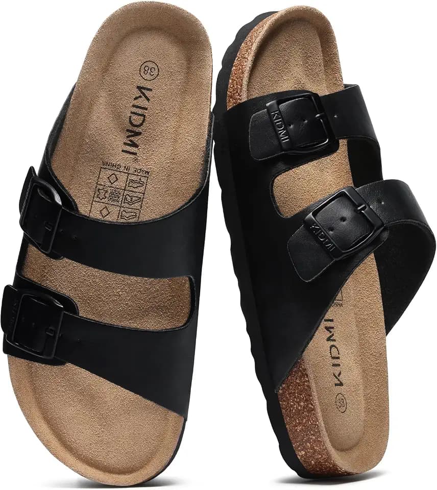 KIDMI Women's Cork Footbed Casual Summer Sandals with Mild Arch Support