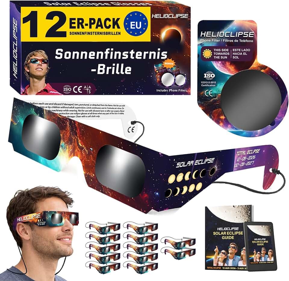 Helioclipse 6/12/25/50/100 Sonnenfinsternis Brille ISO 12312-2