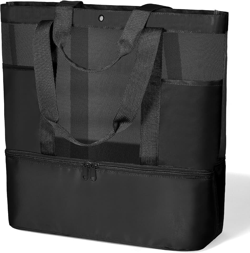 Mesh Tote Beach Bag with Leakproof Wet Compartment