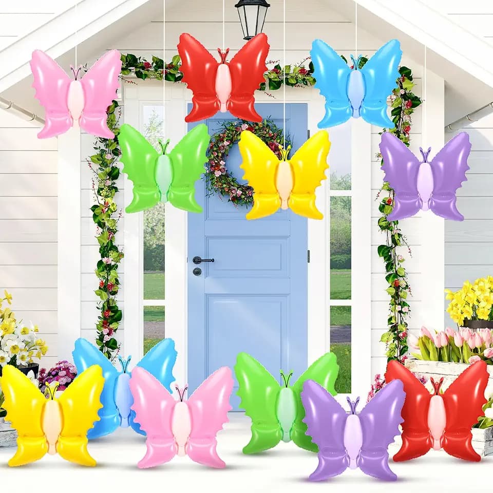 Realspring 12 Pcs 14 Inch Summer Inflatable Outdoor Decorations Butterfly