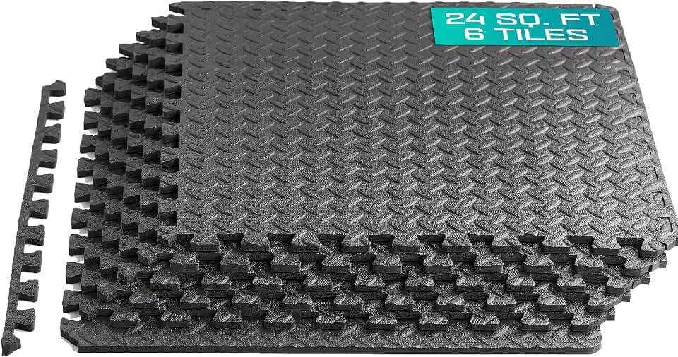 Yes4All Interlocking Bodenschutzmatte Fitness, 6,12,30 Stück (60x60cm), Puzzlematte Bodenmatte für Fitnessgerät, Bodenschutzmatte Fitnessgerät, Fitness Matten Bodenmatte für Home Gym, Garage