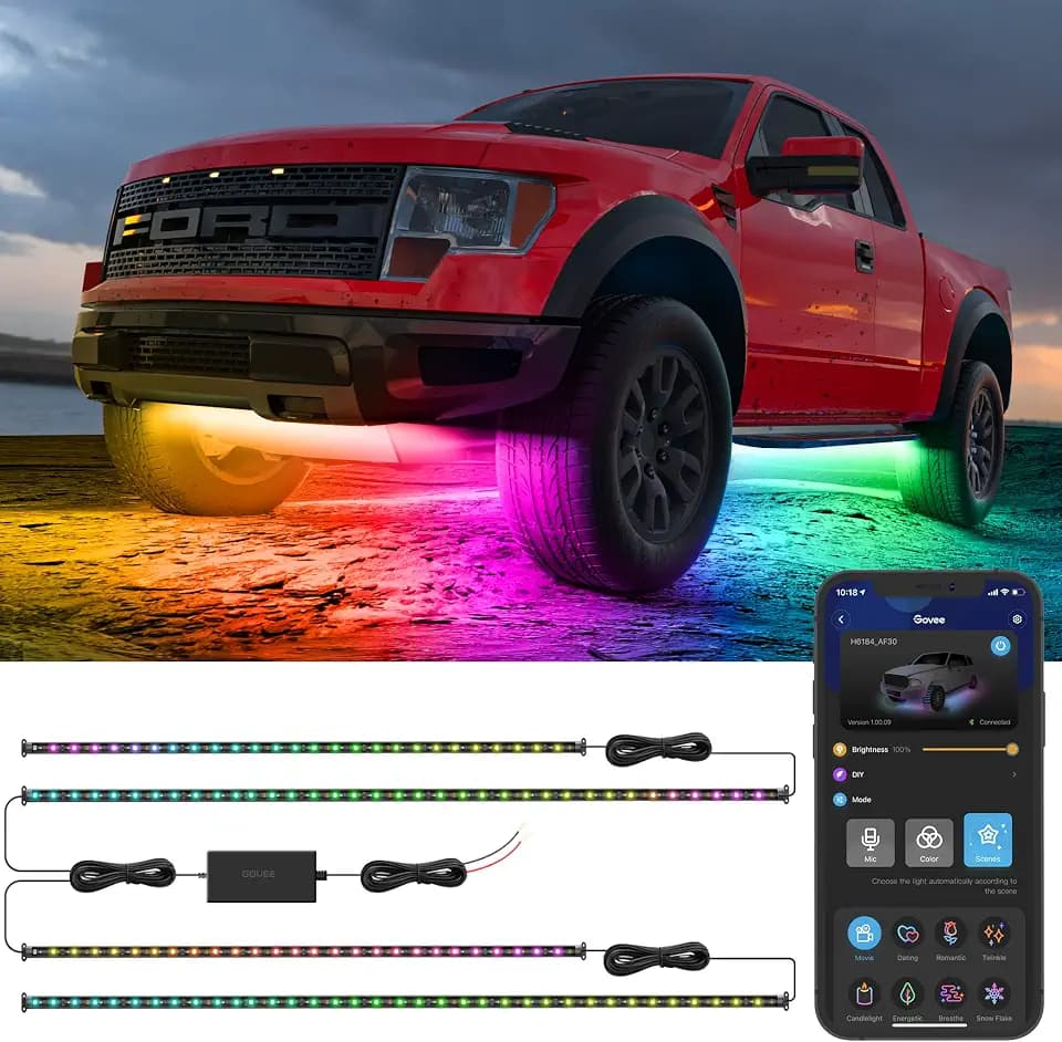 Govee Underglow Car Lights, 4pcs, RGBIC, Smart LED Lights, App Control