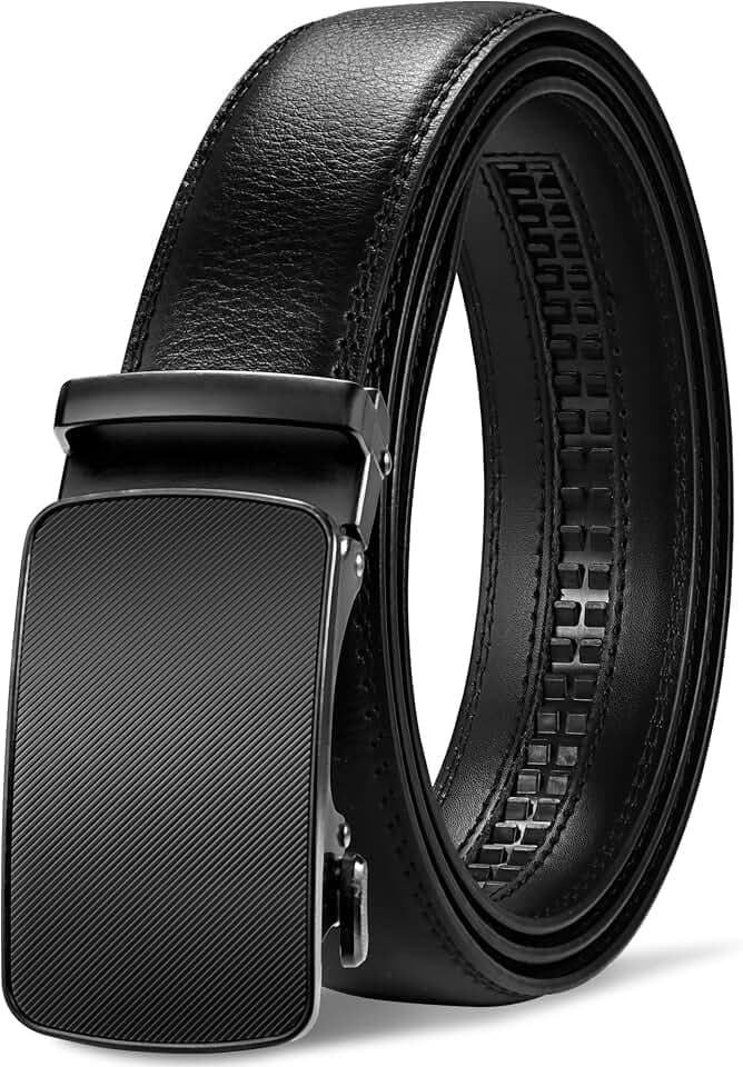 GSG SINCE 1998 Herren Gürtel 35mm ohne Löcher Ledergürtel Automatik Ratsche Gürtel Ideal für Anzug und Geschäftskleidung M23043-48