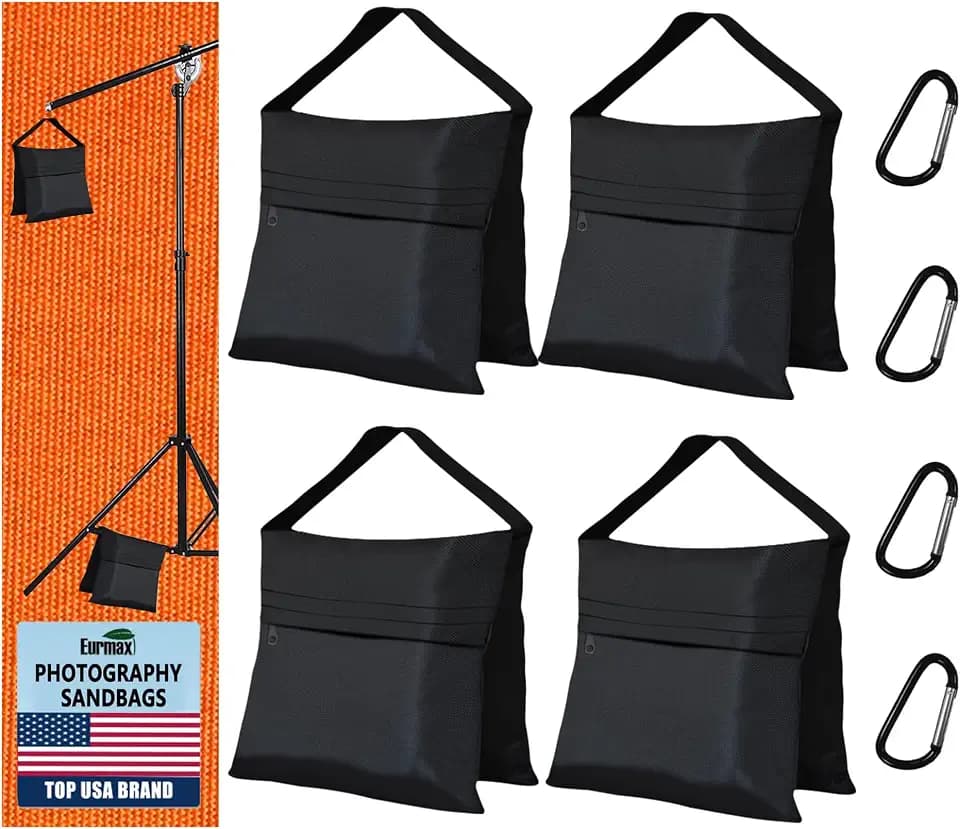 Eurmax USA 4-Pack Sandbag Weights,Photography SandBags for Light Stands and Video Equipments,Heavy Duty Saddlebags for Backdrop Stand,Tripod,Canopy,Umbrella Base,Fishing Chair and Picnic Table