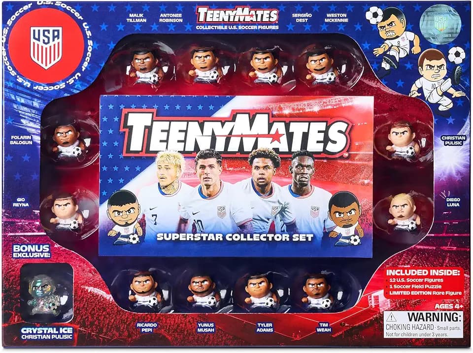 Party Animal TeenyMates Team USA Soccer 2026 Figures, Team Colors, One Size (US Soccer 2026 Box Set)