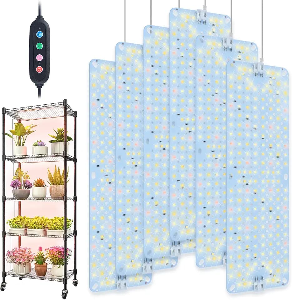 6Pack Ultra-Thin Panel Grow Lights for Seed Starting Greenhouse