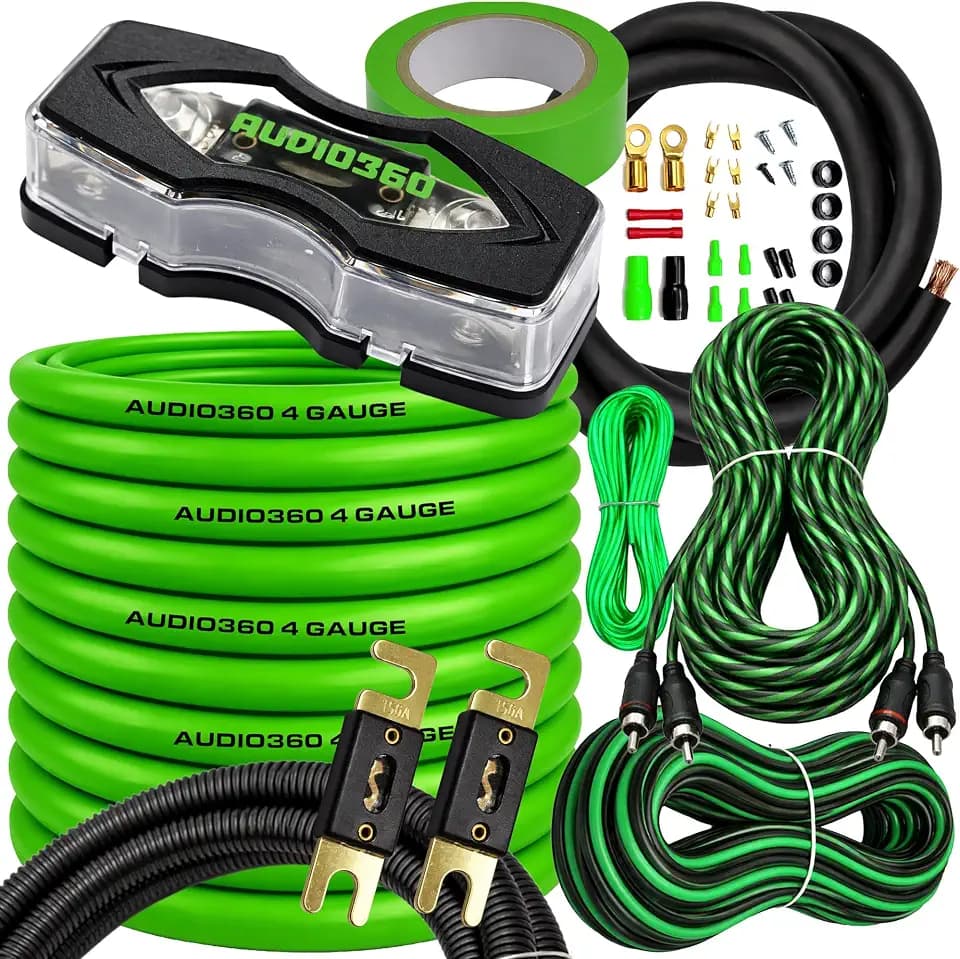 AD4CXL Amplifier Wiring Kit - True Spec 4 AWG Power Cable, ANL Fuse Holder with 150A & 200A Fuses, 17 ft RCA, Ground, & Speaker Wire - Complete Installation Kit for Car & RV