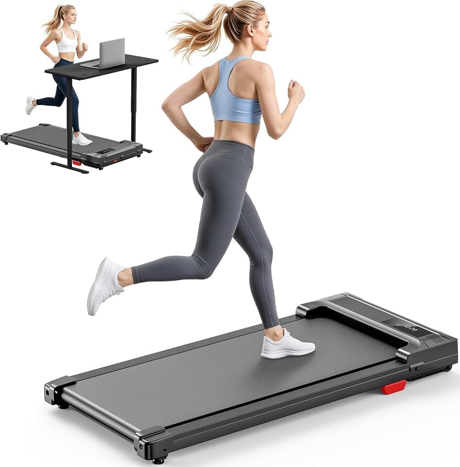 Walking Pad Treadmill for Home - Under Desk Treadmills Mini Portable Walking Running Machine Slim Compact Small Lightweight Motorized Electric Treadmill with Adjustable Speed Remote