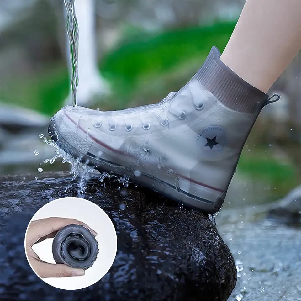 Waterproof Shoe Covers No-Slip Thickened Shoe Protectors, Reusable Foldable Shoes Cover for Rain Outdoor Overshoes Protectors Boots Shoes Covers Overshoe for Men Women Kid