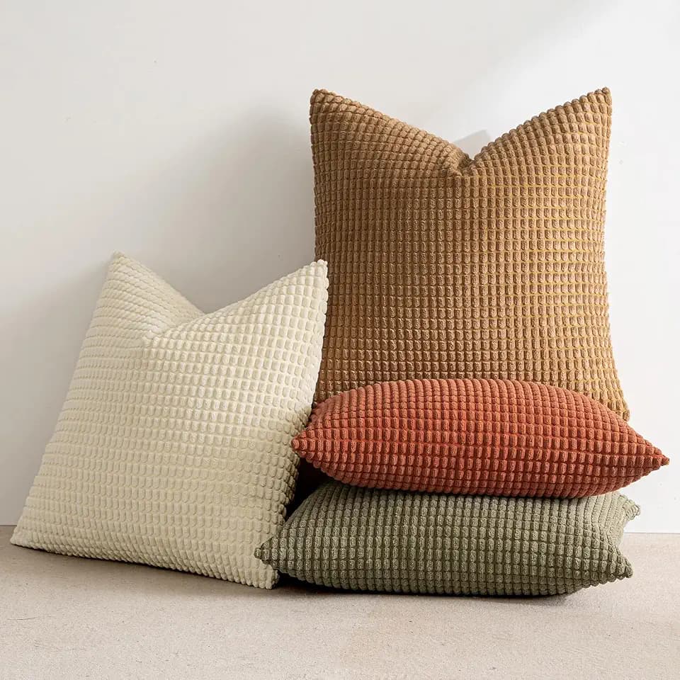 MIULEE Braun Grün Dekorative Kordsamt Kissenbezug 40x40 4er Set Sofakissen