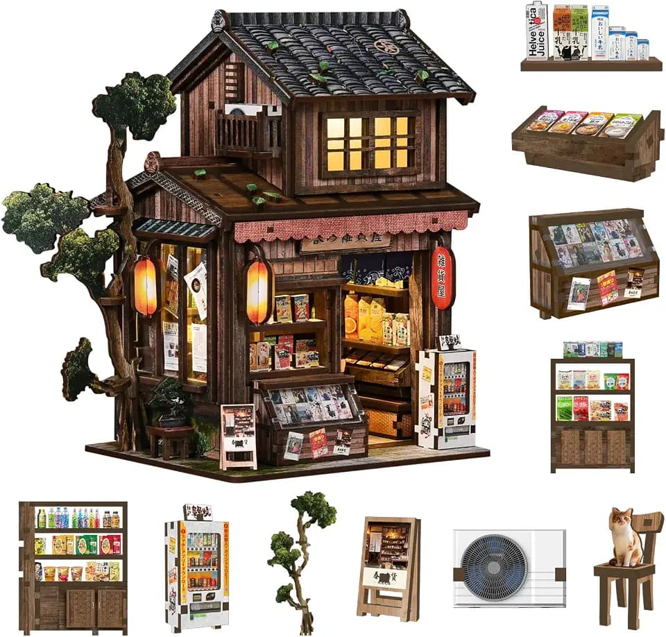 Book Nook Kit DIY Miniature Dollhouse, Japanese Grocery Store Style