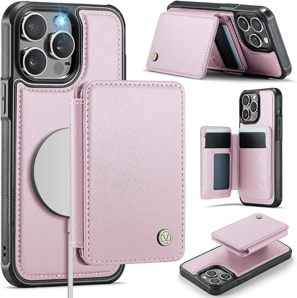 Compatible with Magsafe for iPhone 14 Pro Wallet Case, Pink