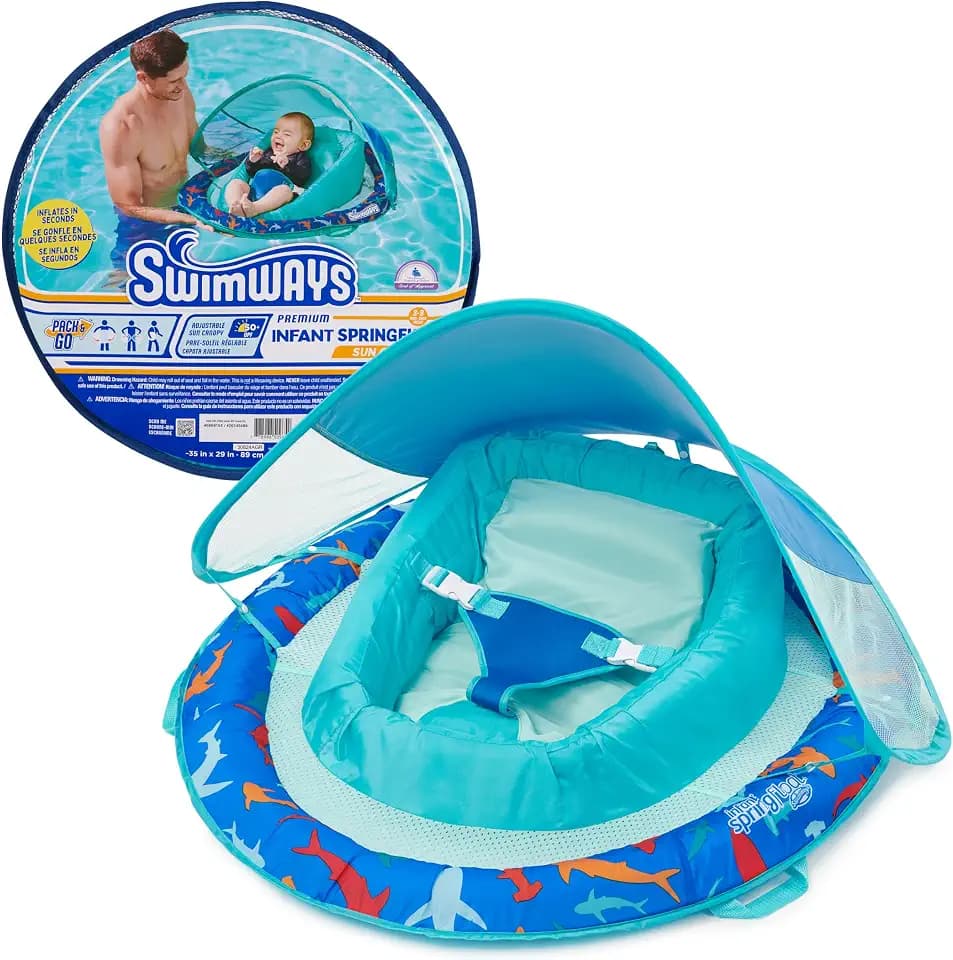 SwimWays Infant Spring Float with Canopy for Kids 3-9 Months