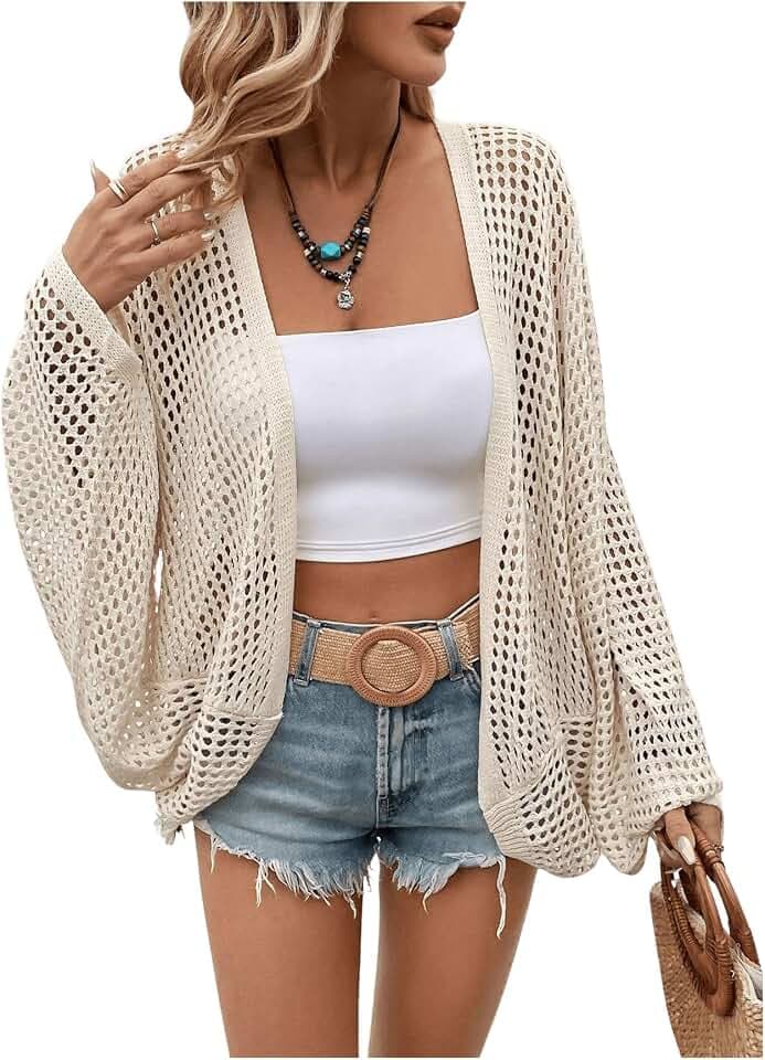 Verdusa Women's Summer Cardigan Lightweight Sweater Crochet Cardigans