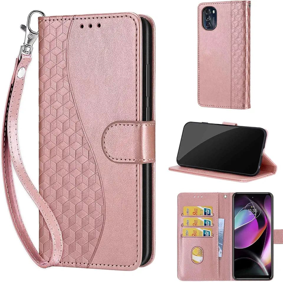 Wallet Case for Motorola Moto G 5G 2022, Rose Gold