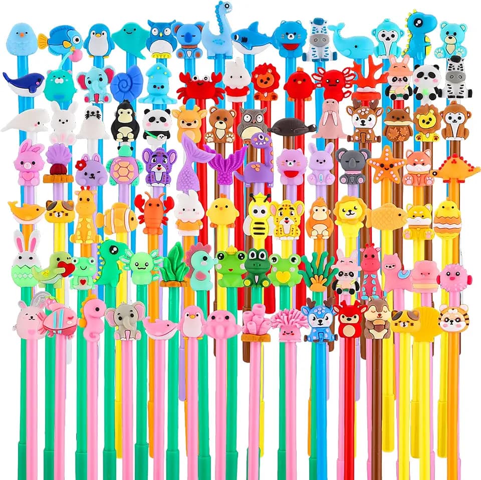 BESARME Fun Pens Party Favor Pens, 100 PCS Cartoon Gel Pen