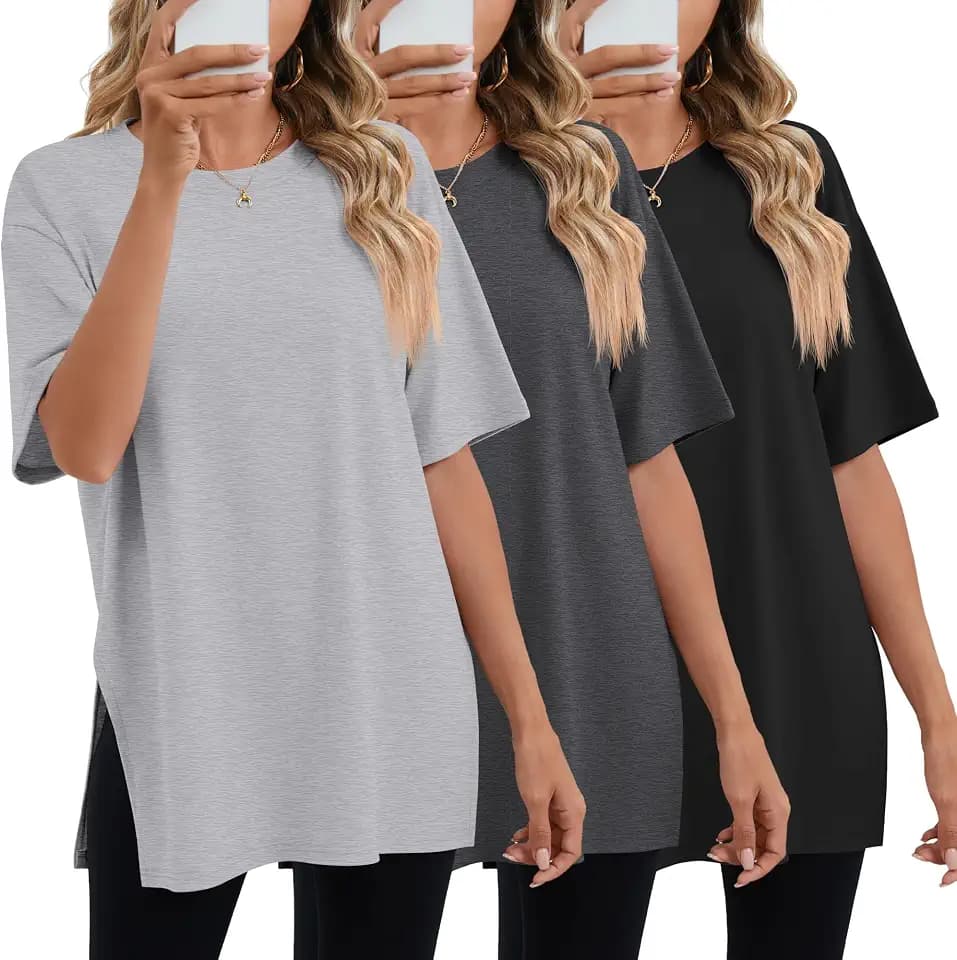 Huukeay 3 Pack Women's Oversized T Shirts Workout Tops