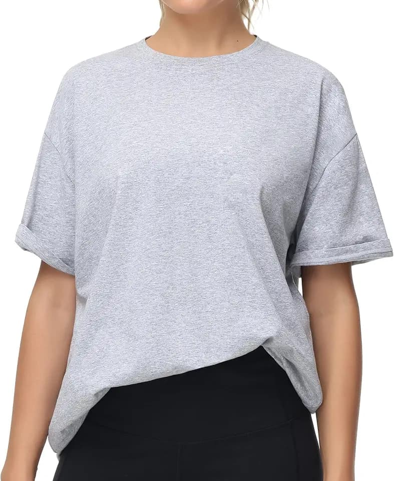 THE GYM PEOPLE Women's Workout Tops Oversized T-Shirts Crewneck Basic Tee