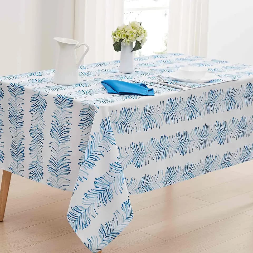 IZOD - Tablecloth, Water Resistant Tabletop Accessories, Ideal Kitchen Essentials (Seagrass Stripe, 60" x 84")