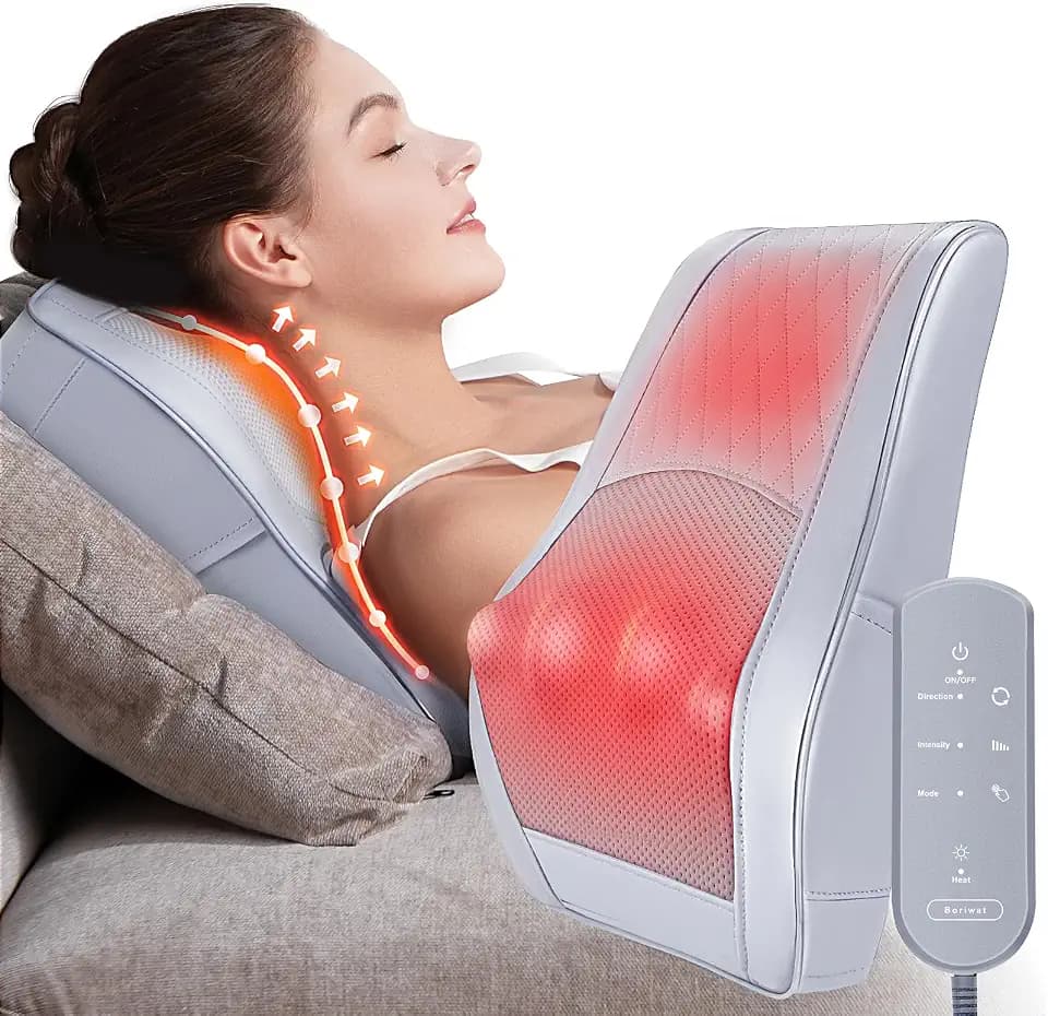 Boriwat Shiatsu Massagegerät 3D, Nackenmassagegerät mit Wärme für Rücken