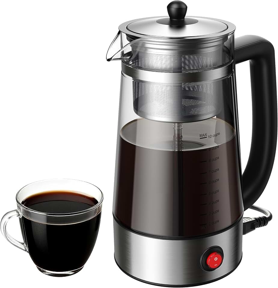 KIDISLE 10-Cup Electric Percolator Coffee Pot with Borosilicate Carafe