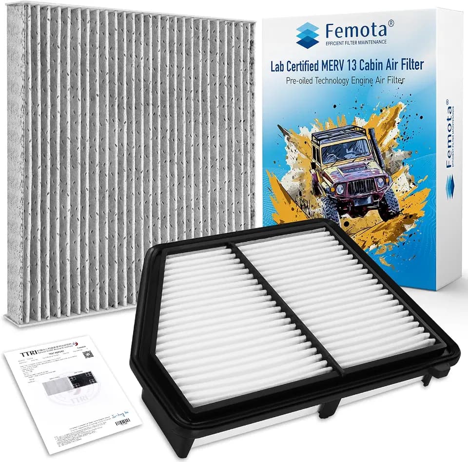 Cabin & Engine Air Filter Kit, CF11182 & CA12051, Lab Certified MERV 13, Pre-oiled, 2pcs, Specific for Honda Civic L4 2.0L (2016-2023), HR-V (2023)