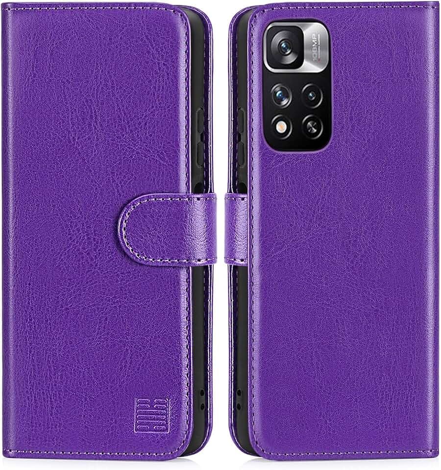 32nd PU Leder Mappen Hülle Flip Case Cover für Xiaomi Redmi Note 10 Pro, Ledertasche hüllen mit Magnetverschluss und Kartensteckplatz - Violett