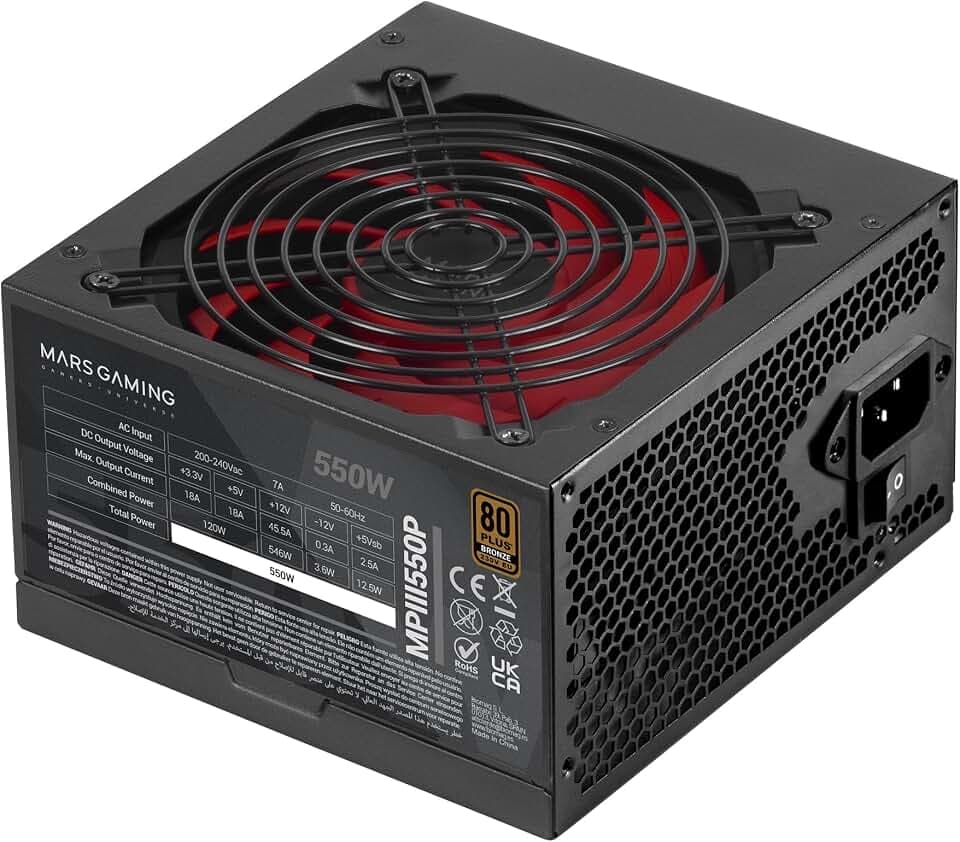 Mars Gaming MPIII550P ATX-Netzteil, 550W, 80 Plus Bronze, Schwarz