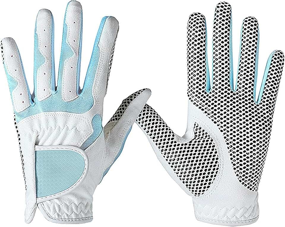 Modische Golf-Handschuhe für Damen und Mädchen, Allwetter-Leder-Golfhandschuhe mit rutschfestem Griff, weich, atmungsaktiv, verschleißfest, ein Paar/2 Pack für Links- und Rechtshänder, Golf-Regenhandschuhe