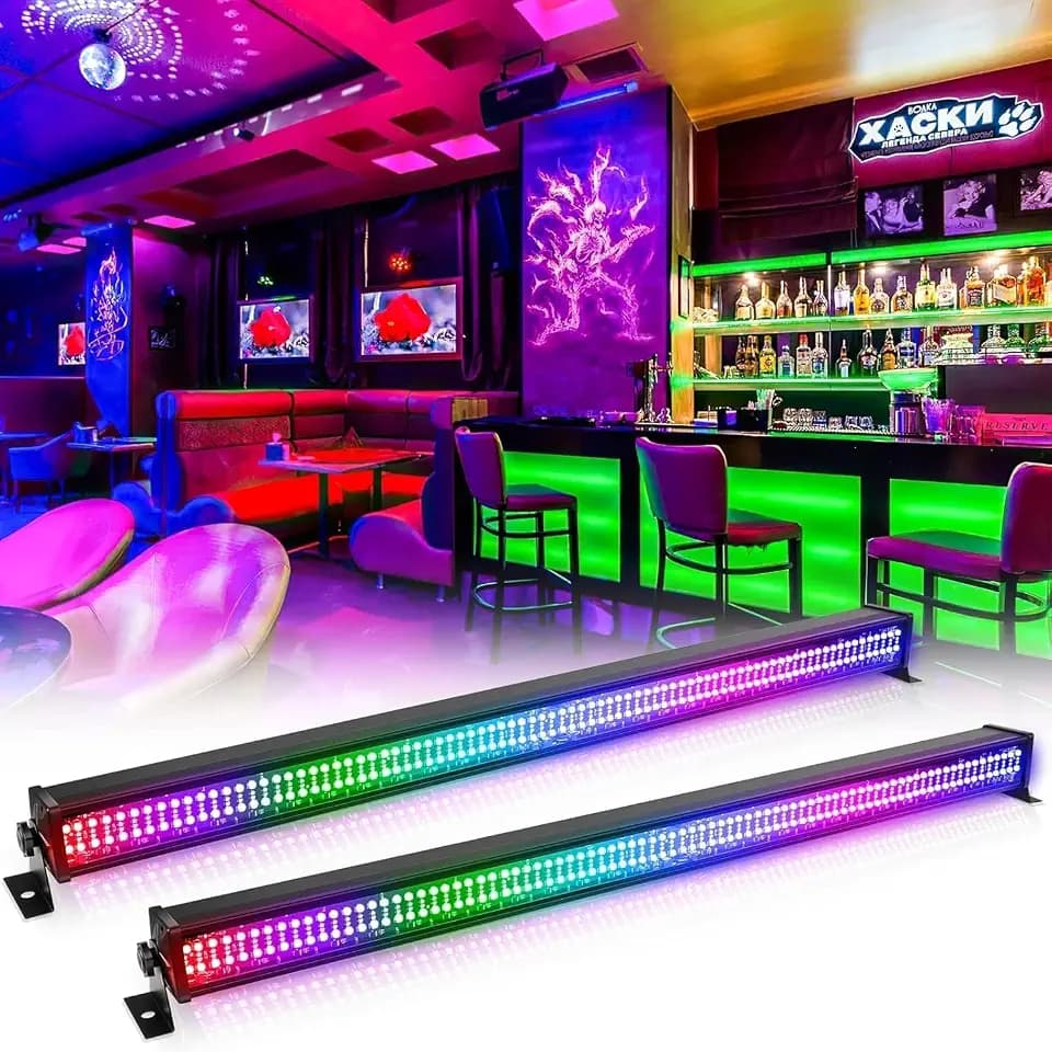 RGBW Wallwasher Strahler, 336 LEDs Bühnenlicht Bar Wash Lights Wall Washer Strip dmx512 Control DJ Bühnenbeleuchtung für Indoor Disco Party Kirche Geburtstag Bar Hochzeit, 2 Stück