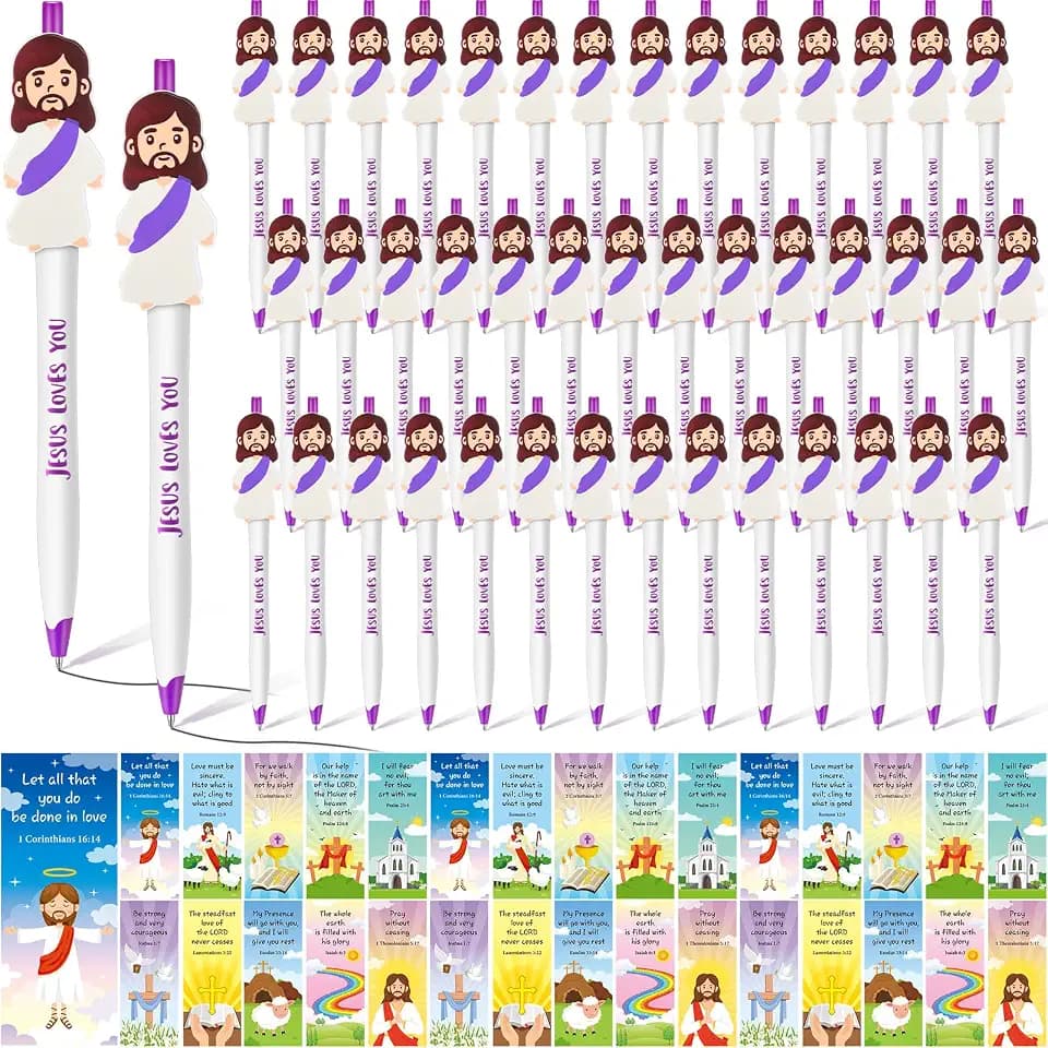 CroBlissful 120 Pcs Little Jesus Pen, Christian Gift, Basic, Purple