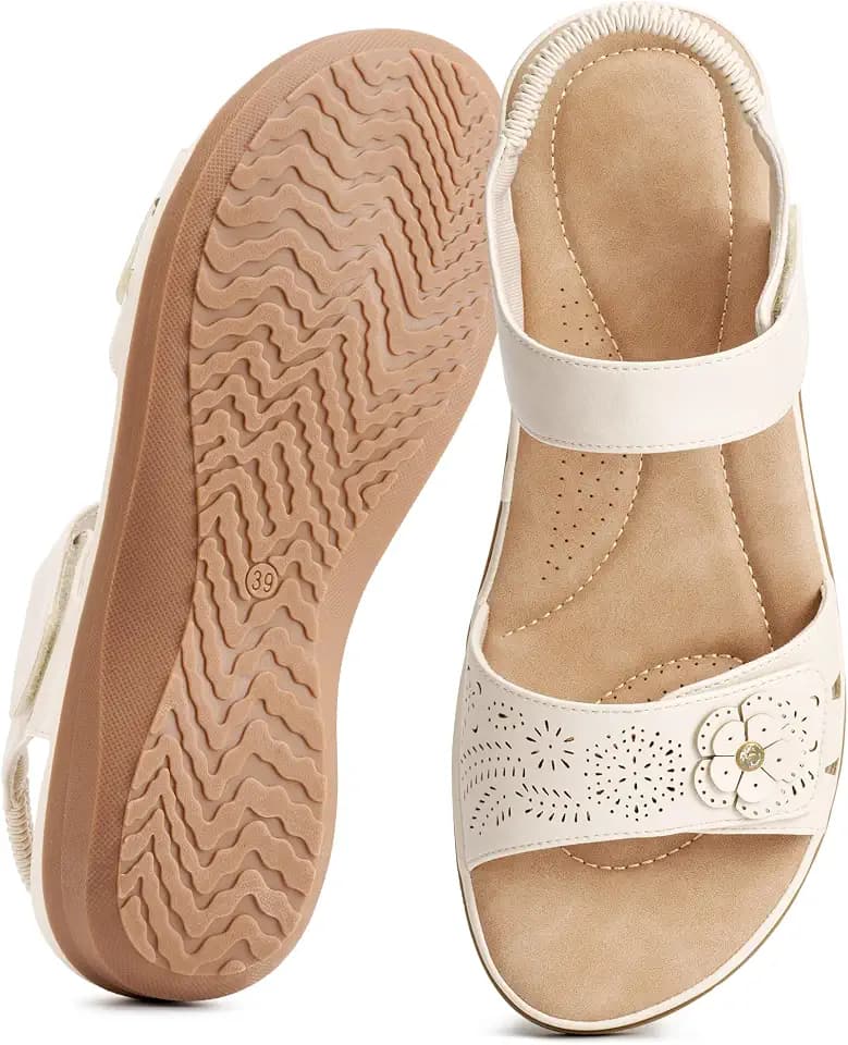 FUDYNMALC Womens Sandals Dressy Summer: Comfortable Walking Flat Sandals