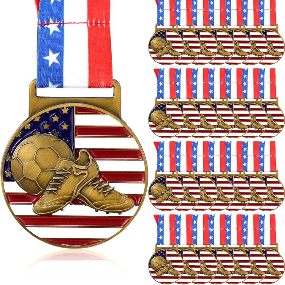 30 Pcs Gold Patriotic Medals Bulk Sports Trophy Award