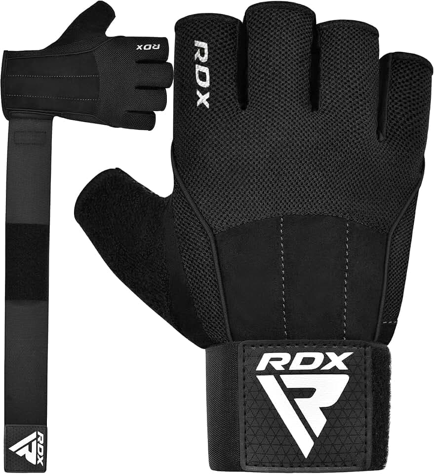 RDX Workout Gloves, 15-Inch Long Support Strap Anti Slip Palm Protection with 3 Wrist Alignment Plates, Powerlifting Deadlifting Bodybuilding Gym Fitness, Weight Lifting Exercise Training, Men Women