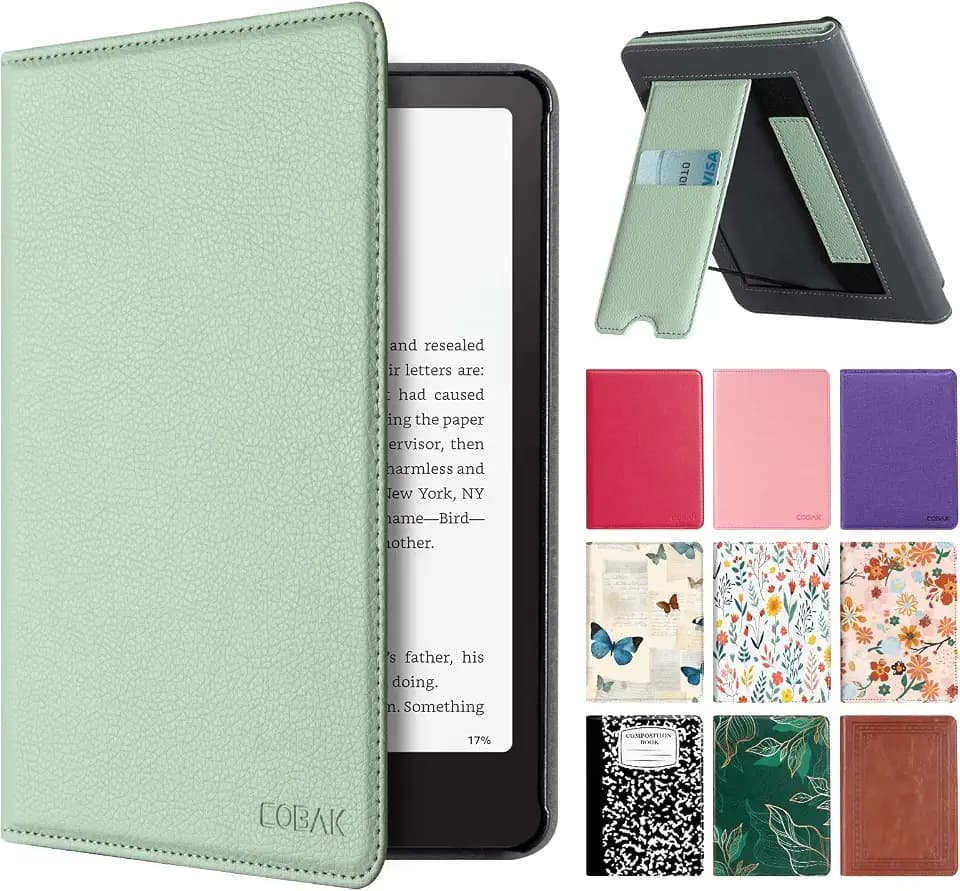 CoBak Stand Case for Kindle Paperwhite 12th Gen (7", 2024, SA568B SA569P) and Kindle Colorsoft Signature Edition – Not for 6.8" and 6" Models, Hand Strap, Auto Sleep Wake, Hard Shell, Snut Fit, Sage