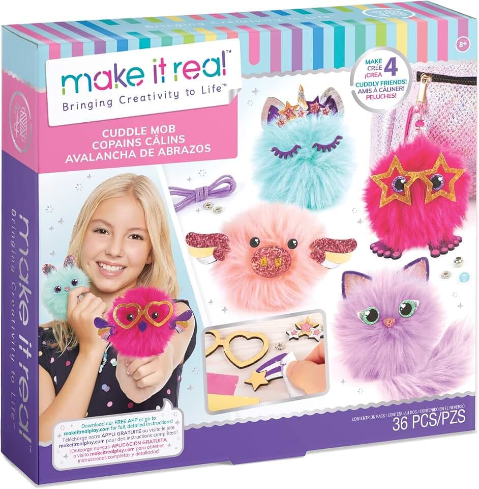 Make It Real DIY-Plüschspielzeug Bommelfiguren-Bastelset - Kunst- und Bastelarbeiten für Kinder - Geschenke für Mädchen