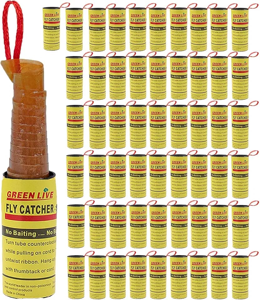Panngu 56Pcs Fliegenfänger Rollen, Fliegenfalle Leimrollen für Fliegen Innenbereich - Fliegenband Gelb