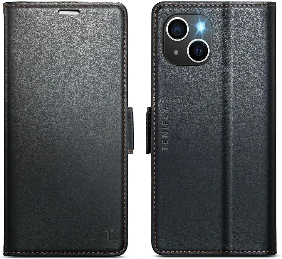 for iPhone 15 Case Wallet with Card Holder, Black
