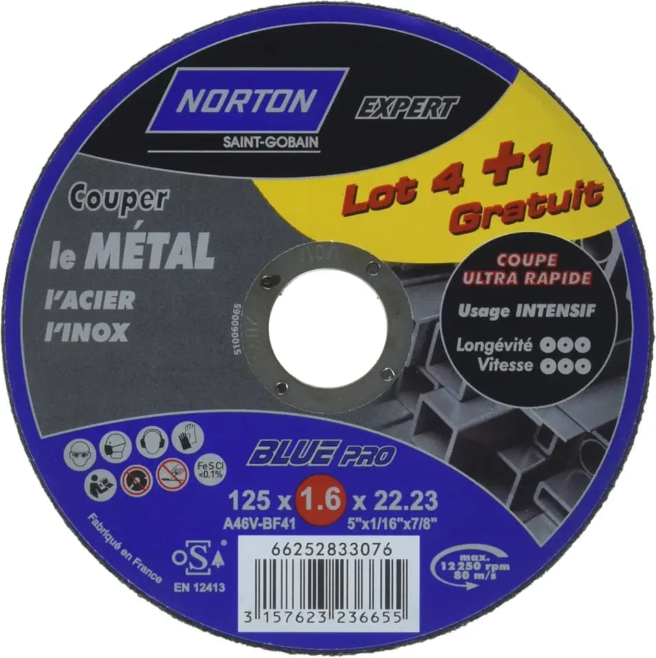 Norton Trennscheiben für Metall, 125 x 1,6 x 22,2 mm, 5 Stück