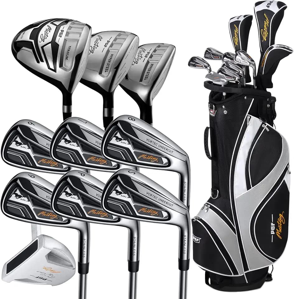 PGF Men's Mustang MK7 Complete Golf Club Package Set [Flex:Regular][14-Pieces]