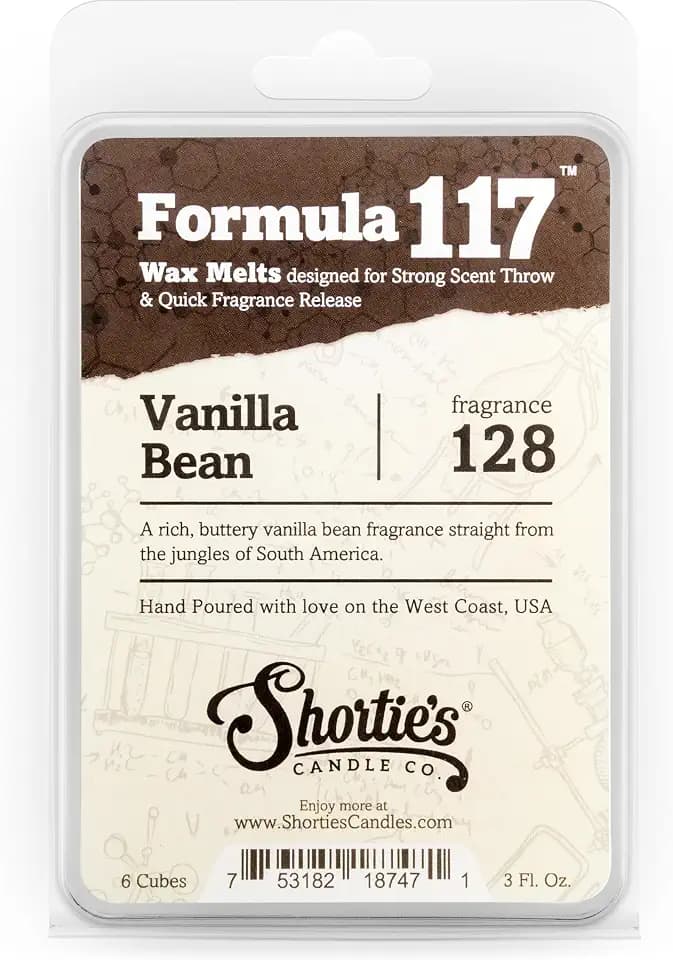 Shortie's Candle Company Vanilla Bean Premium Wax Melts - 3 Oz., Strong & Long Lasting, Non-Toxic - Made with Essential & Natural Oils - Formula 117
