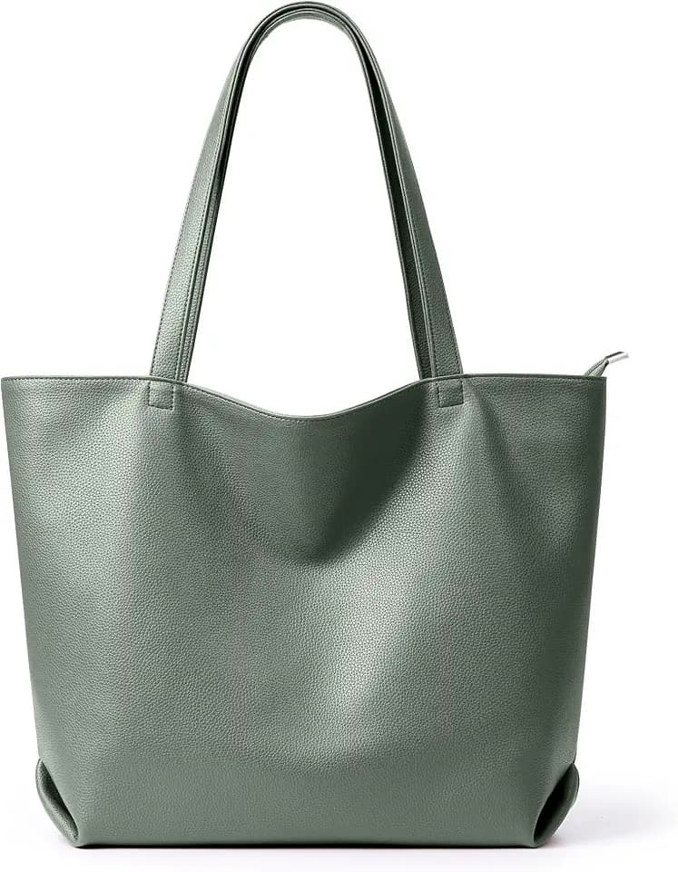 WLLWOO Soft Vegan Leather Tote Bag for Women Large Hobo Zipper Purse