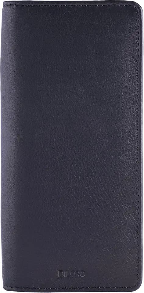 DiLoro Leather Zippered Triple or Quad Pen Case Pencil Pouch Holder for Three or Four Fountain Ballpoint Rollerball Pens or Glasses (Nappa Black)
